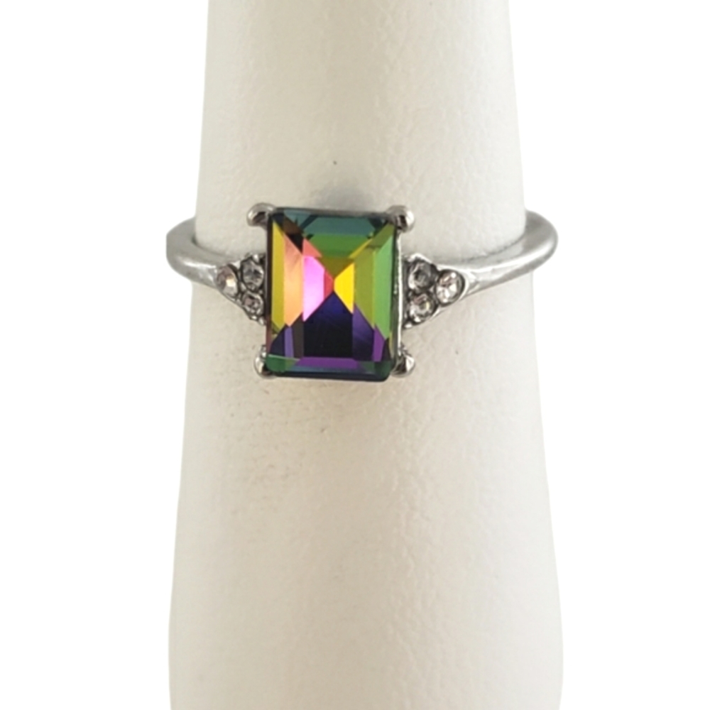 NEW Mystic Topaz Diamond Ring Radiant Cut Women's 7